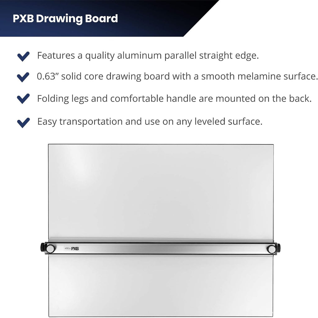 Pacific Arc Table Top PXB Drawing Board with Parallel Bar, White, 23 inches by 31 inches