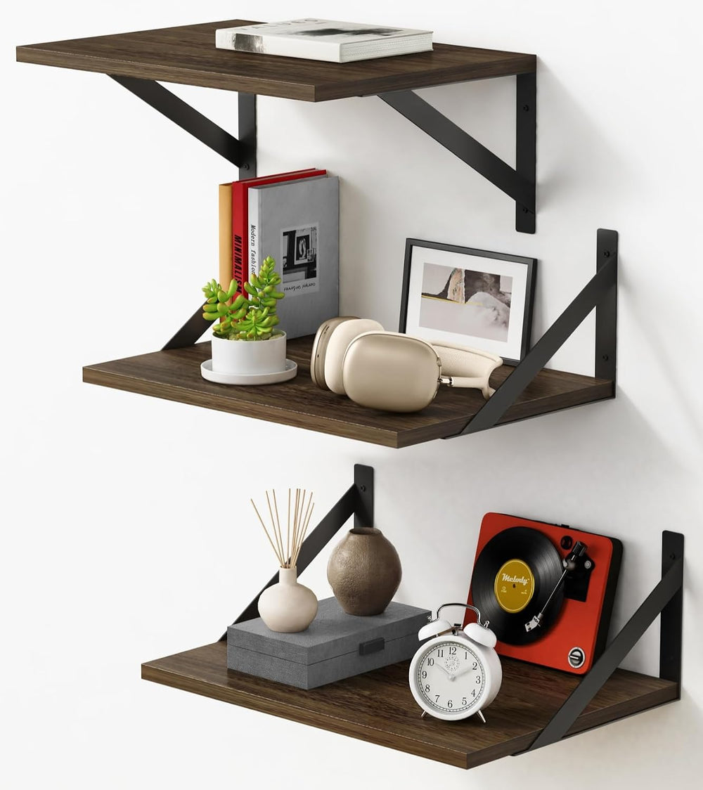 Forbena 12 Inch Deep Floating Shelves for Wall Set of 3, Wooden Wall Bookshel...
