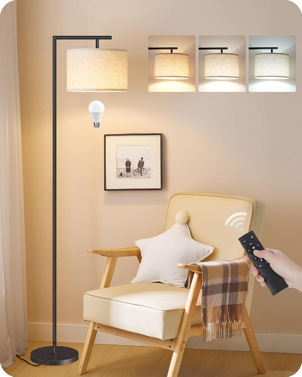 Modern Dimmable Floor Lamp for Living Room with Adjustable Color Temperature ...