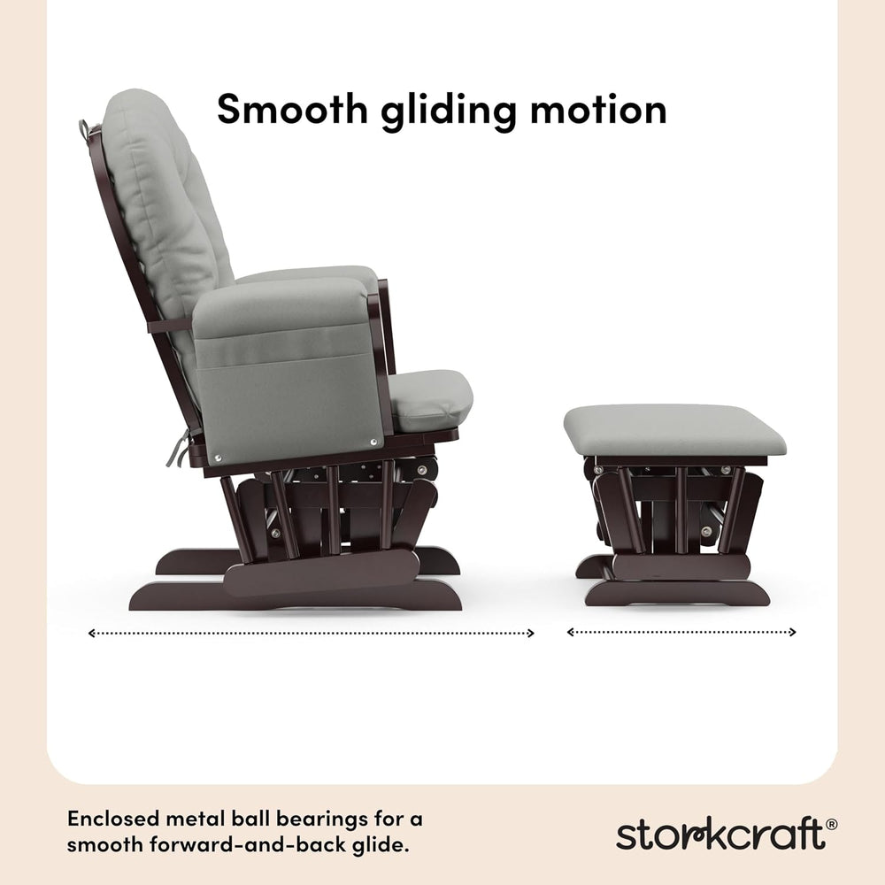 Storkcraft Premium Hoop Glider & Ottoman, Espresso/Light Gray