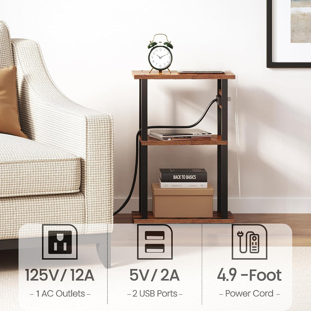 TUTOTAK Small Narrow Side Table, Set of 2 Skinny End Table