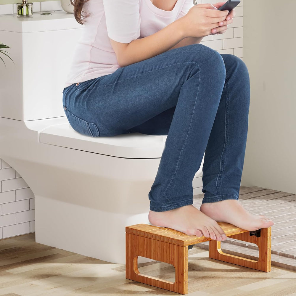 AmazerBath 7 Inches Bamboo Toilet Stool Squat for Adult, Foldable Squatting P...