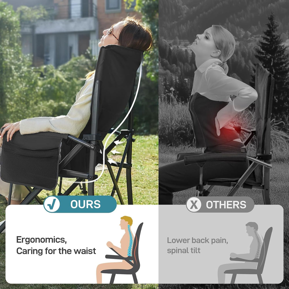 EVER ADVANCED Oversized Folding Camping Chair for Adults with Adjustable Lumb...