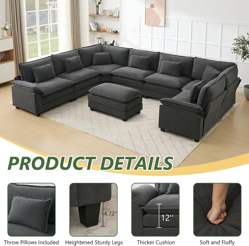 Oversized Modular Sectional Sofa Set, Convertible Deep Seat Cloud Couch with ...