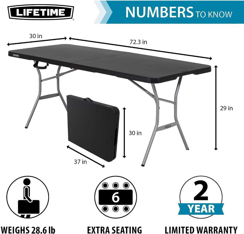 LIFETIME 6-Foot Fold in Half Table, Light Commercial, Black