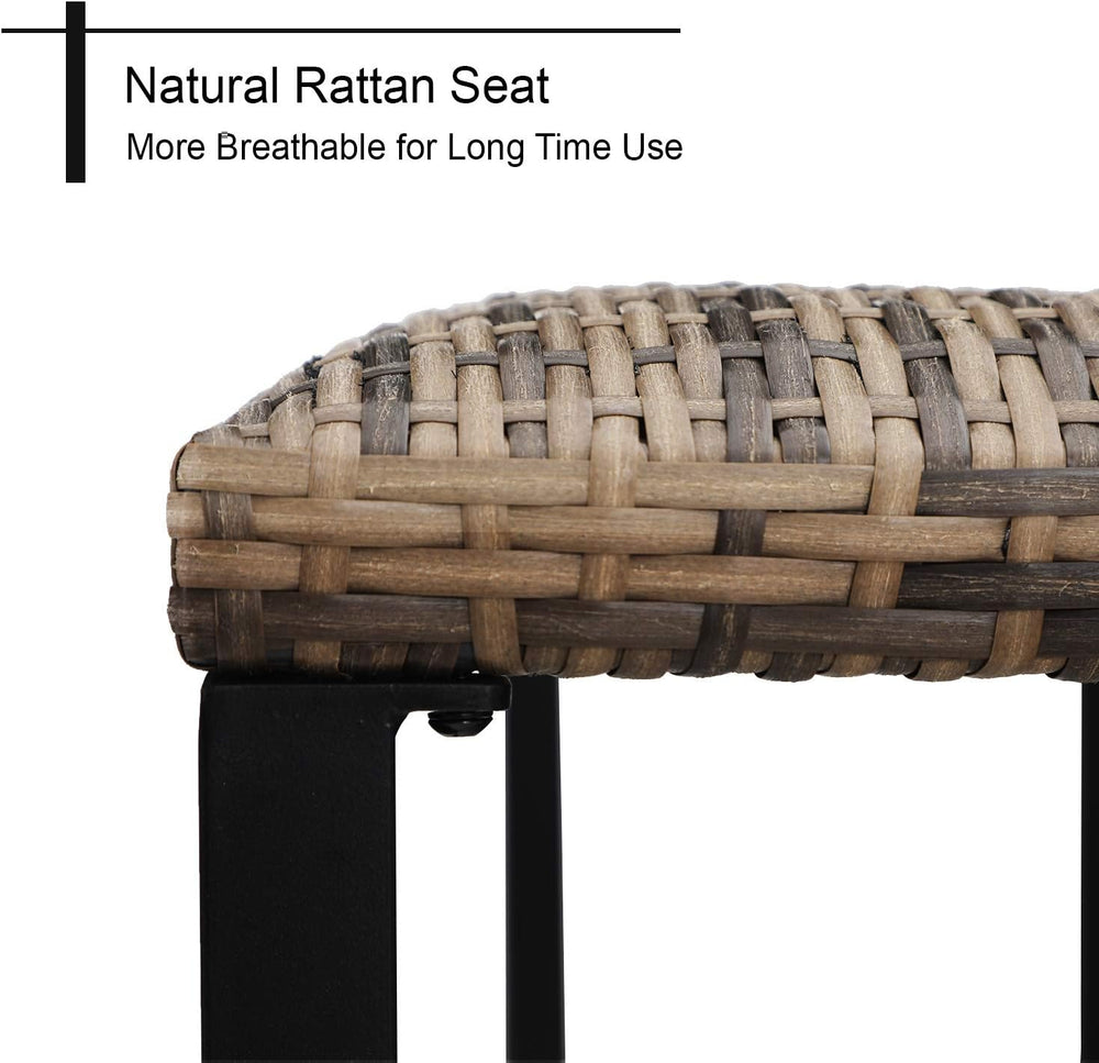 PHI VILLA 5 Piece Outdoor Patio Bar Set, Wicker, Bar Height