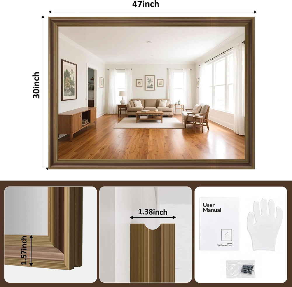 Farmhouse Bathroom Wood Frame Mirror 40" x 30"