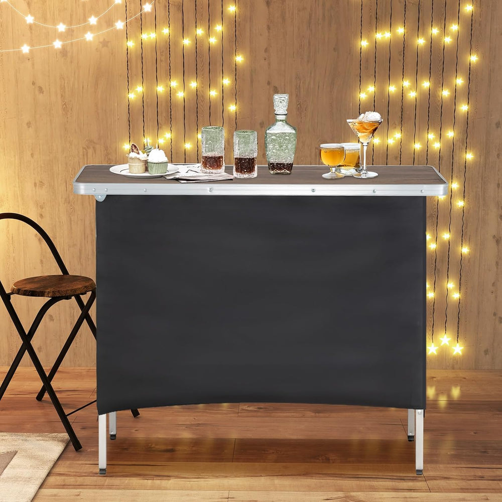 COSTWAY Portable Bar Table for Events, 43.5” x 15” x 34.5”(2, Brown)