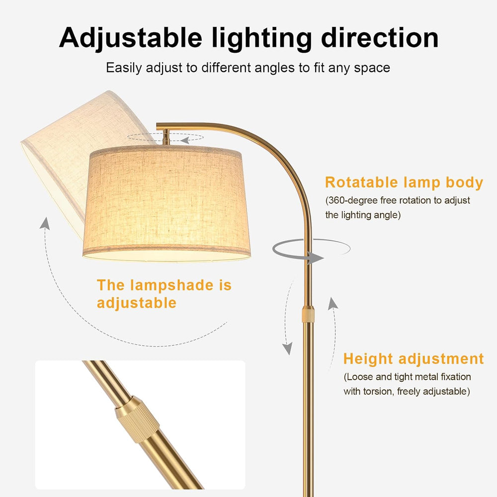 72" Arc Floor Lamp with Table & Rotating Head,Standing Lamp for Bedroom