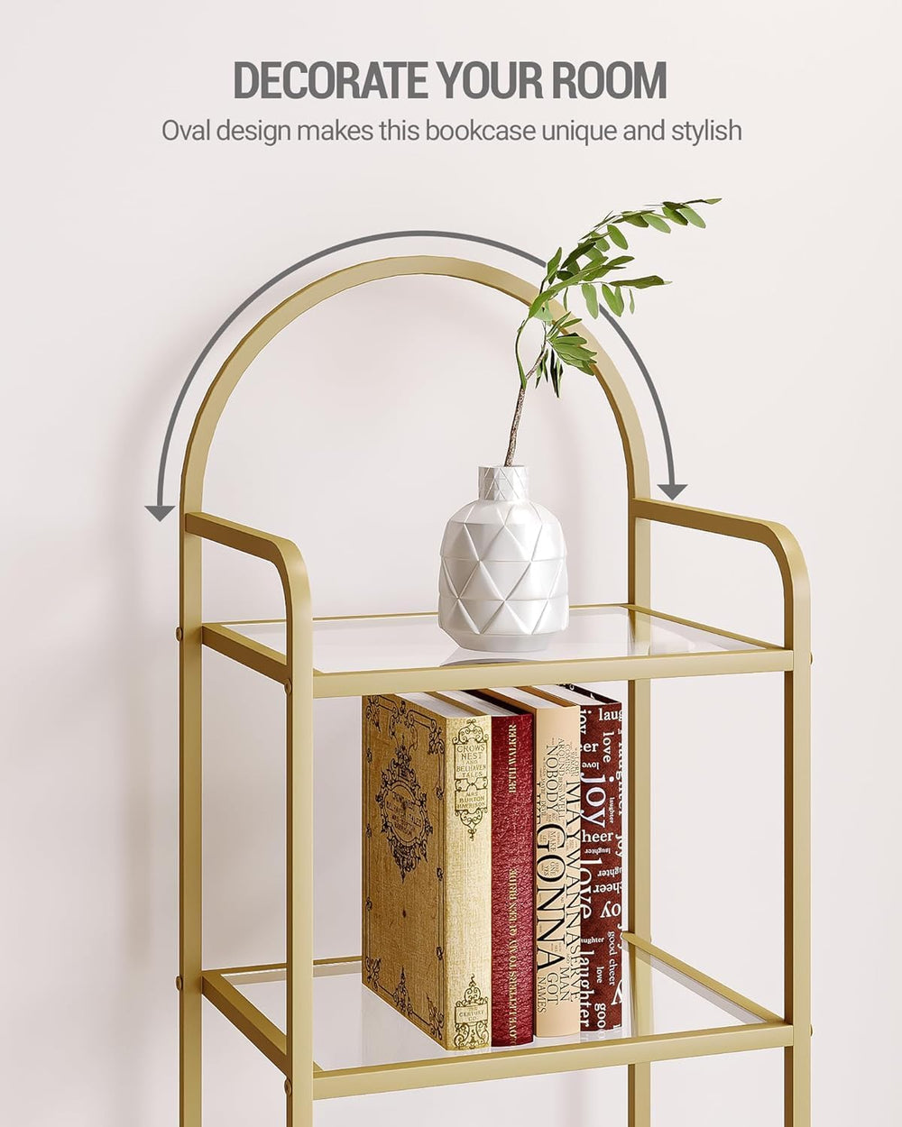 Hzuaneri Bookcase Bookshelf, Tempered Glass Bookshelves