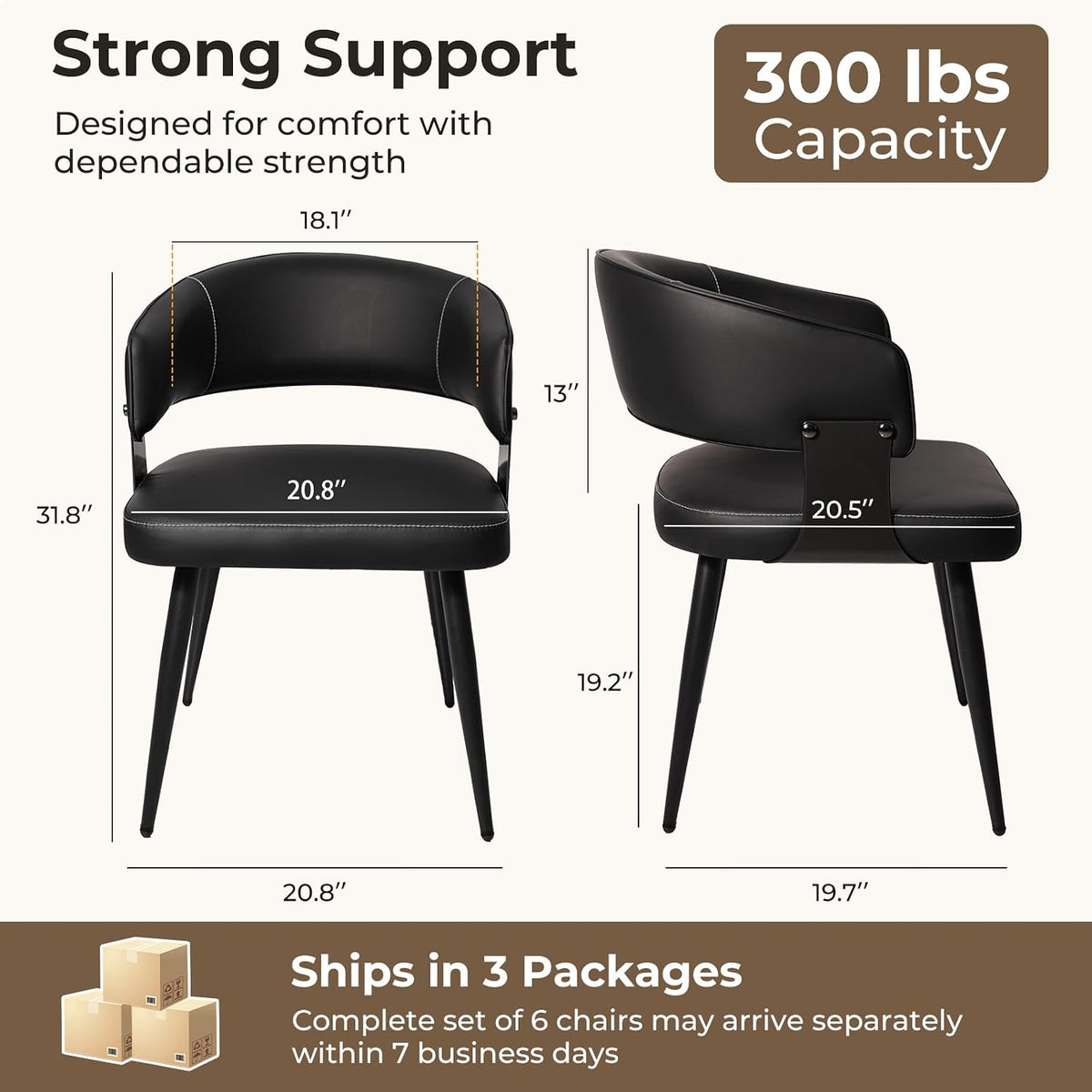 dining chairs set of 6, modern faux leather shown in use