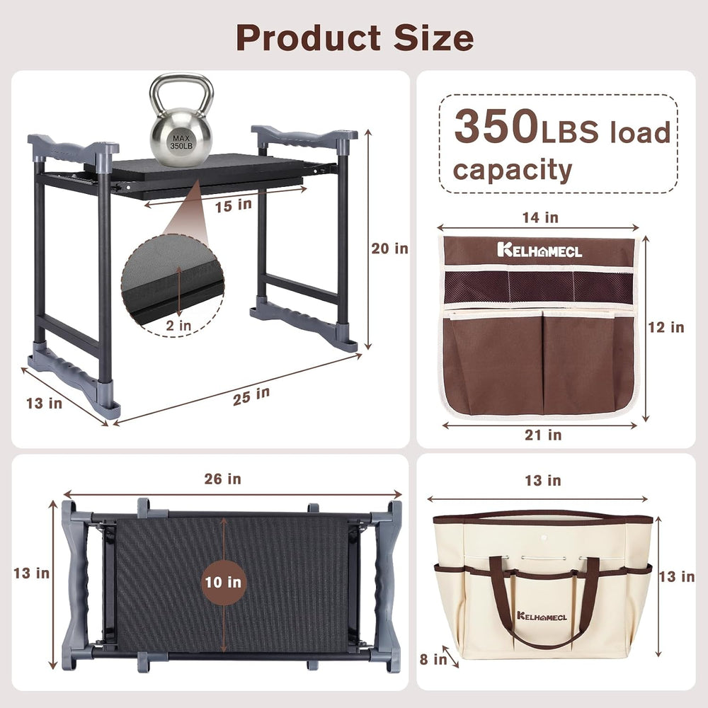 Garden Kneeler and Seat, Extra Wide Thick EVA Pad, Heavy Duty Foldable Garden...