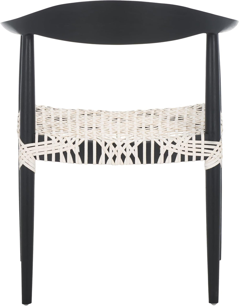 SAFAVIEH Home Collection Bandelier White Leather/Black Solid Wood Arm Chair (...