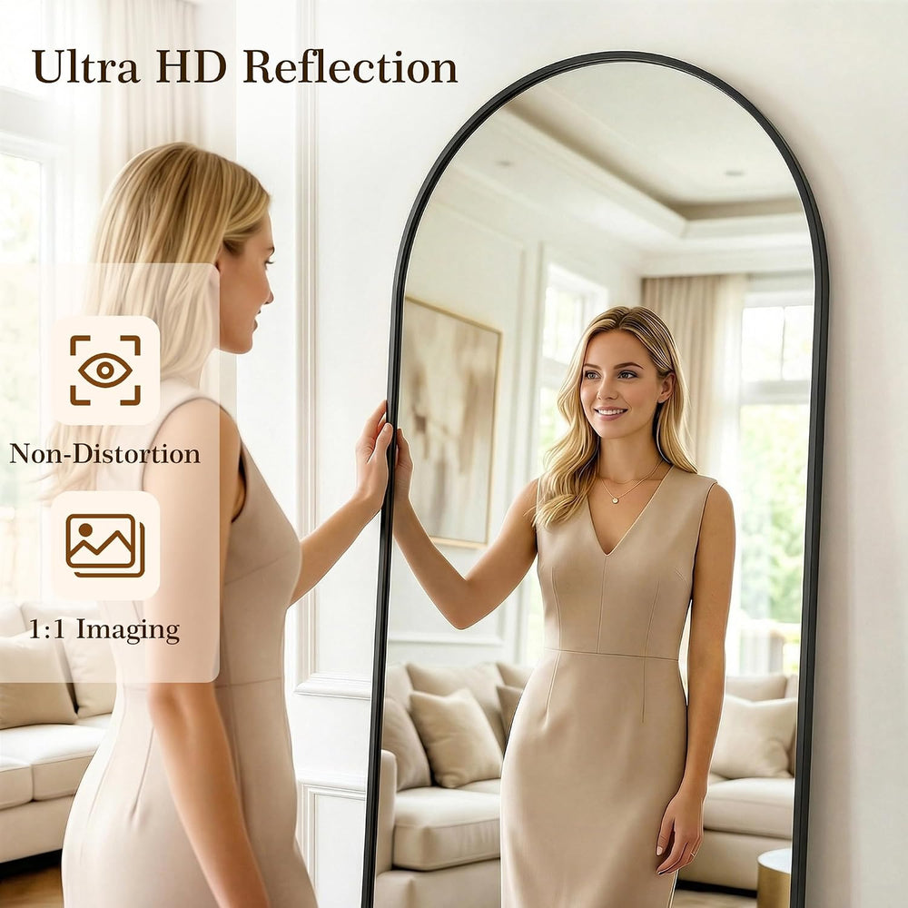 81"x41" Arched Full Length Mirror, Full Body Floor Mirror, Black