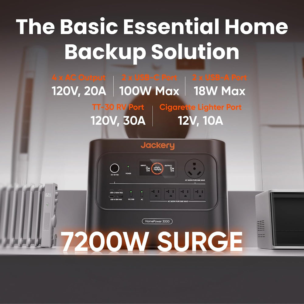 Jackery HomePower 3000 Portable Power Station, 3072Wh, 3600W AC Output
