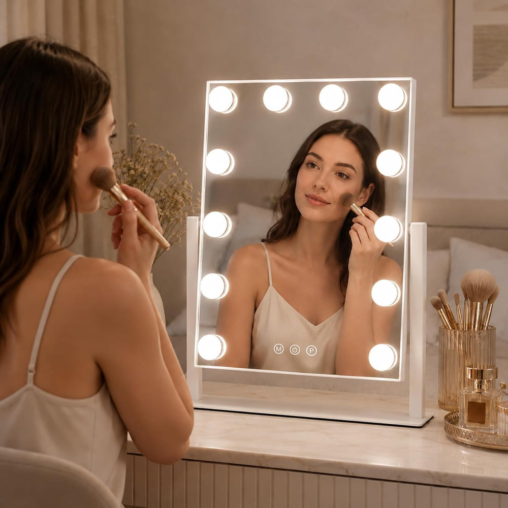 Makeup Mirror with Lights, 10X Magnification, 16.5x13.1in
