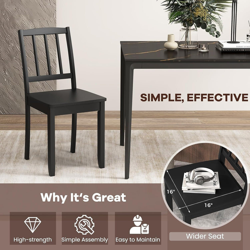 NAFORT Wood Dining Chairs Set of 2 Black, Armless Kitchen Chairs with Solid R...