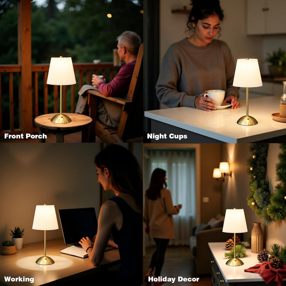 2-Pack Cordless Rechargeable Table Lamp, 3-Color Dimmable Touch Light