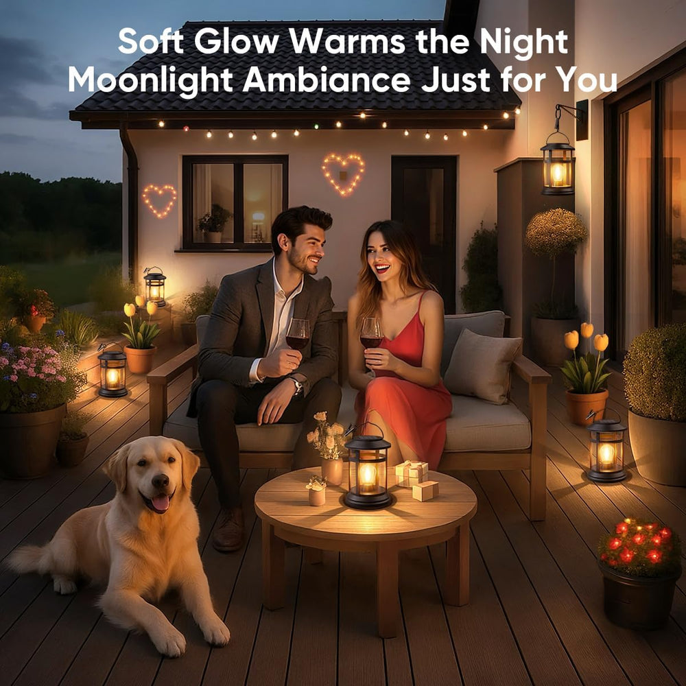 Solar Lanterns Outdoor Waterproof: 4 Pack Hanging Solar Lights for Patio