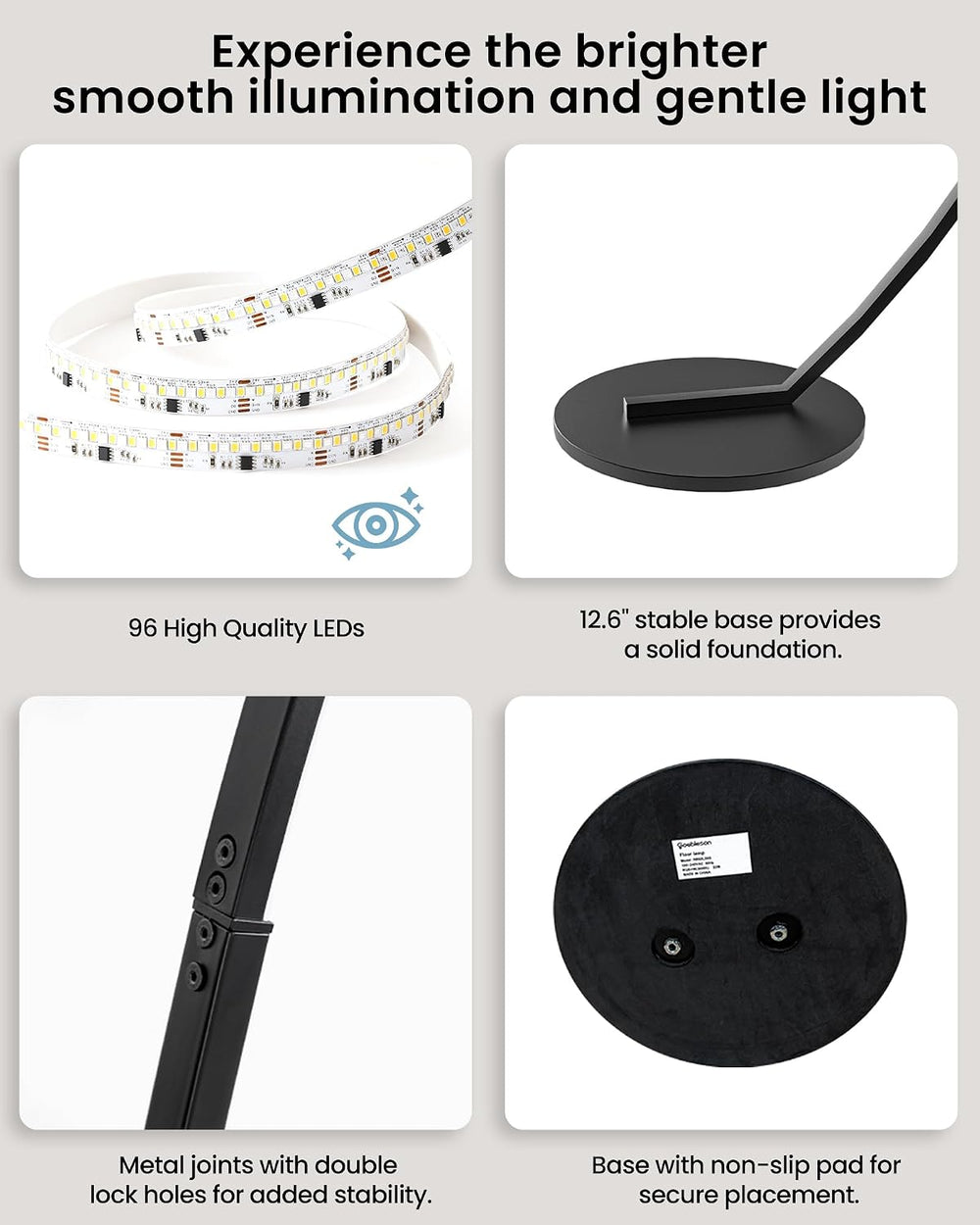 75" Dimmable Arc Floor Lamp with Remote & Foot Switch,LED Corner Flo...