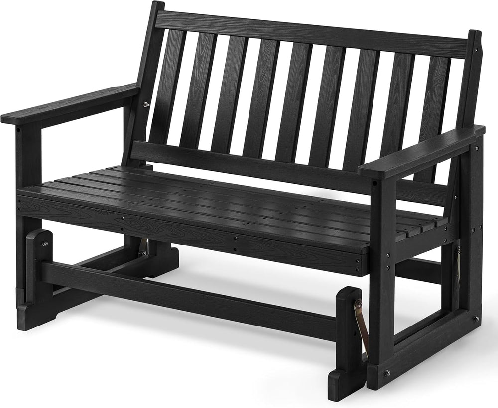 Furnimart Patio Glider Bench, HDPE All-Weather Outdoor Glider for 2-Person, H...