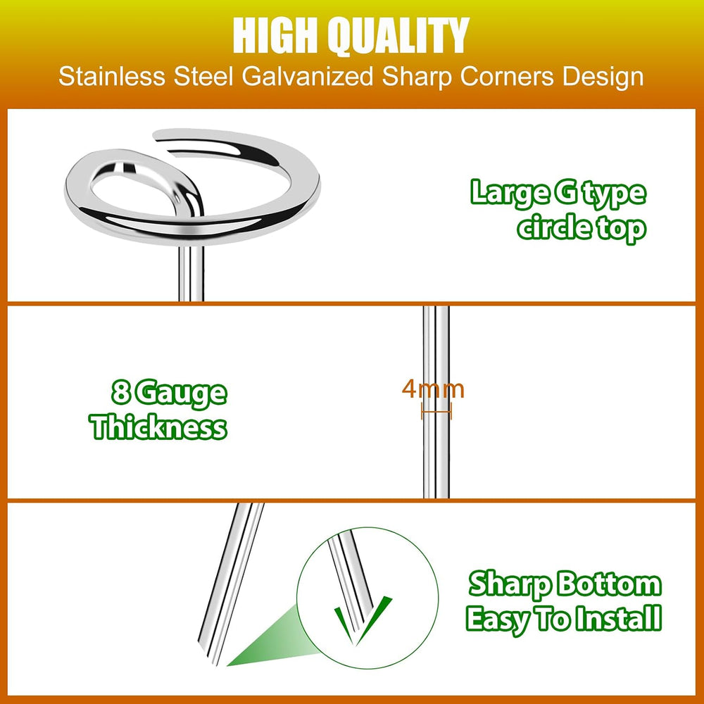 Landscape Fabric Staples,12INCH 120PCS Circle Top Garden Nails with Rubber Ha...