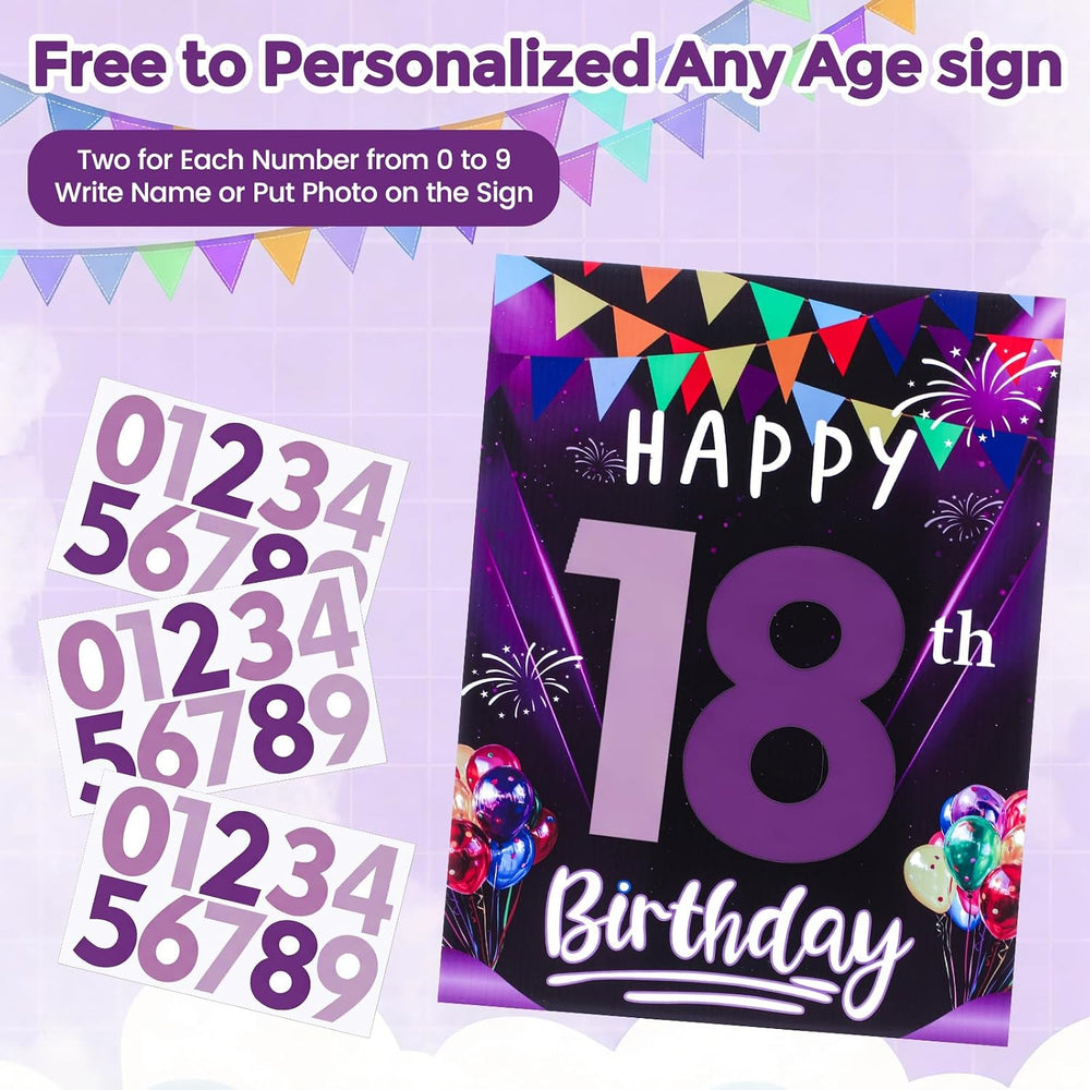 Jetec 22 Pcs Happy Birthday Yard Sign with Stakes, 16", Gradient Purple