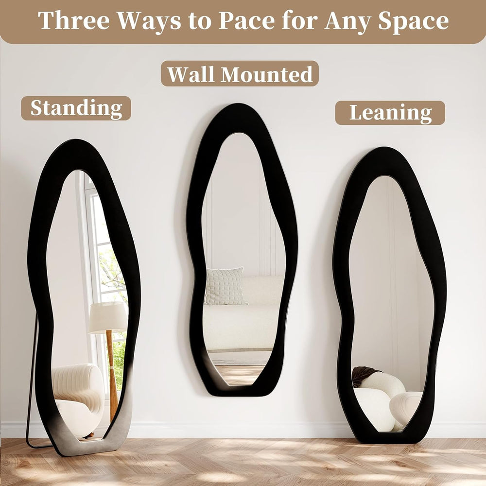 Full Length Mirror, 63"x24" Wavy Full Body Mirror Flannel