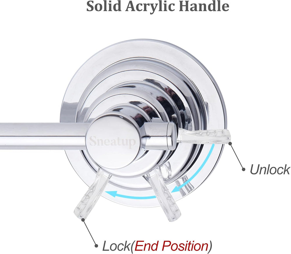 Sneatup Suction Cup Extendable 17-29" Stainless Steel Towel Bar (Chrome ...