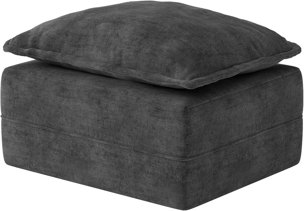 Hobestluk Cloud Memory Foam Ottoman Boneless Footrest for Couch Dark Grey