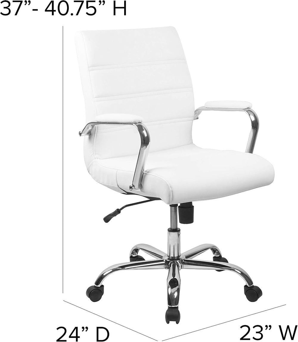 Flash Furniture Mid-Back White LeatherSoft Executive Swivel Office Chair with...