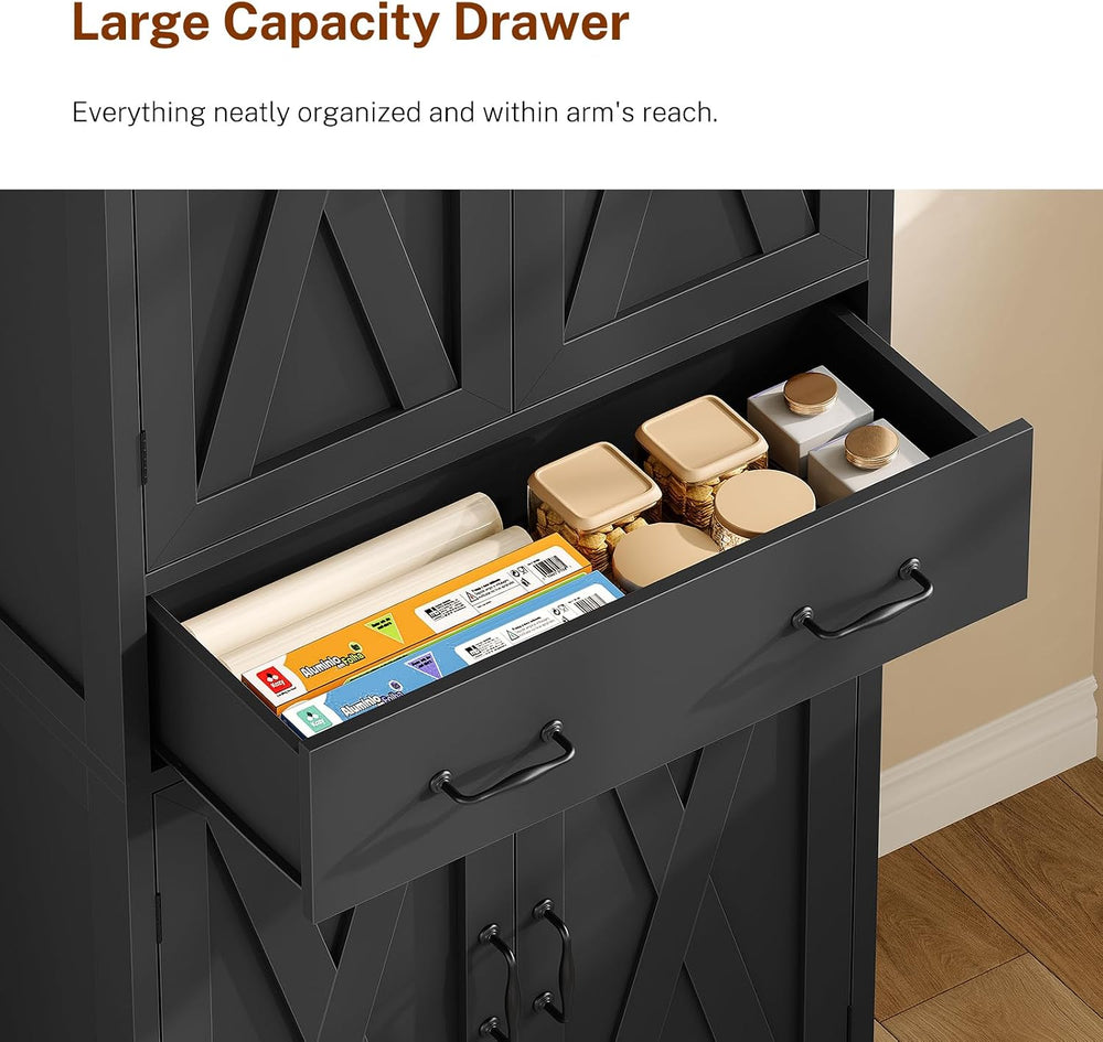 TEENFON Tall Storage Cabinet with 2 Adjustable Shelves & 1 Large Drawer, ...