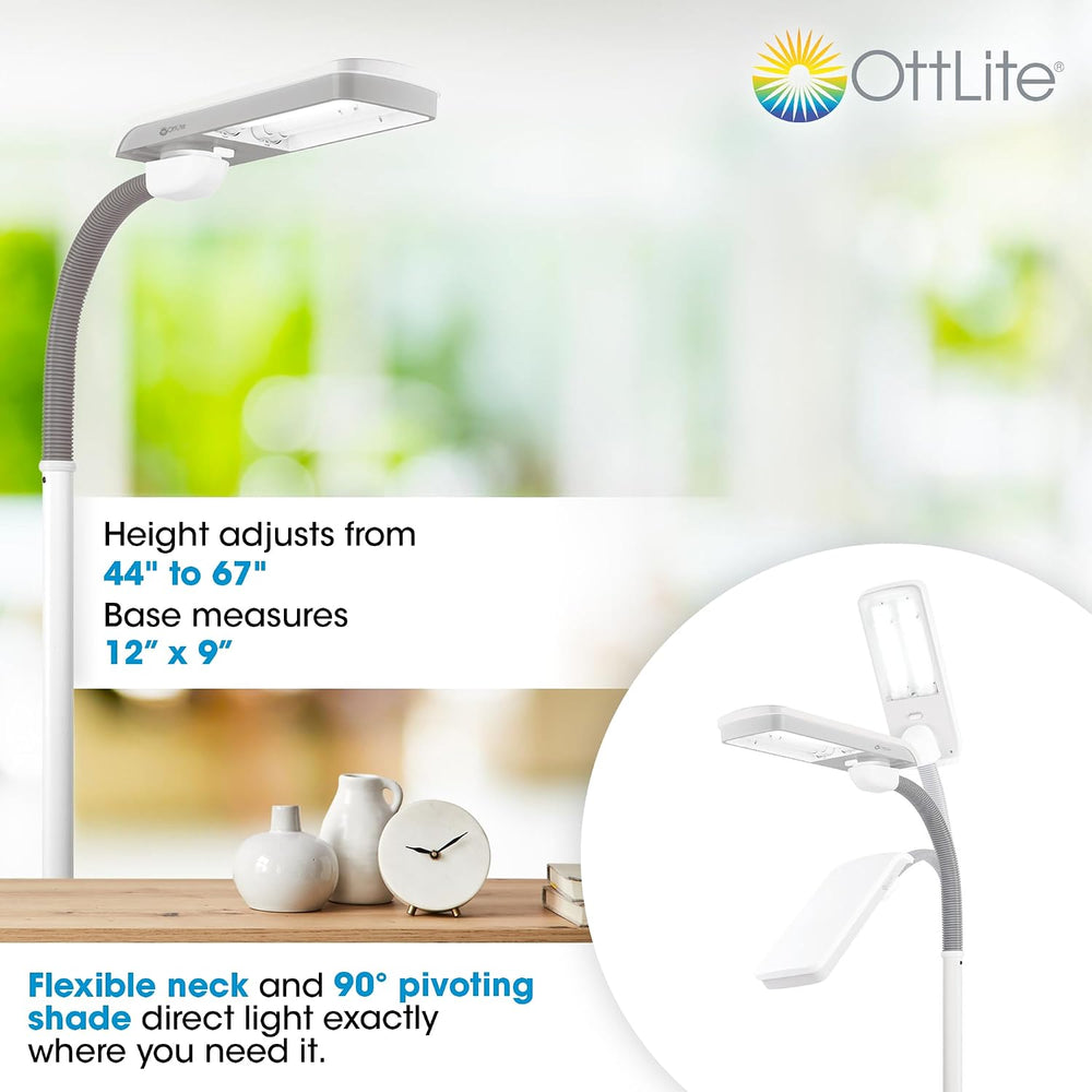 OttLite 36-Watt Pivoting Shade CFL Floor Lamp, White