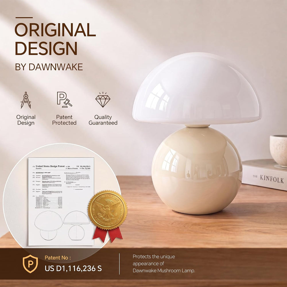 Dawnwake Mushroom Lamp Table Lamp for Bedroom-Small Desk Table Lamps,Cream