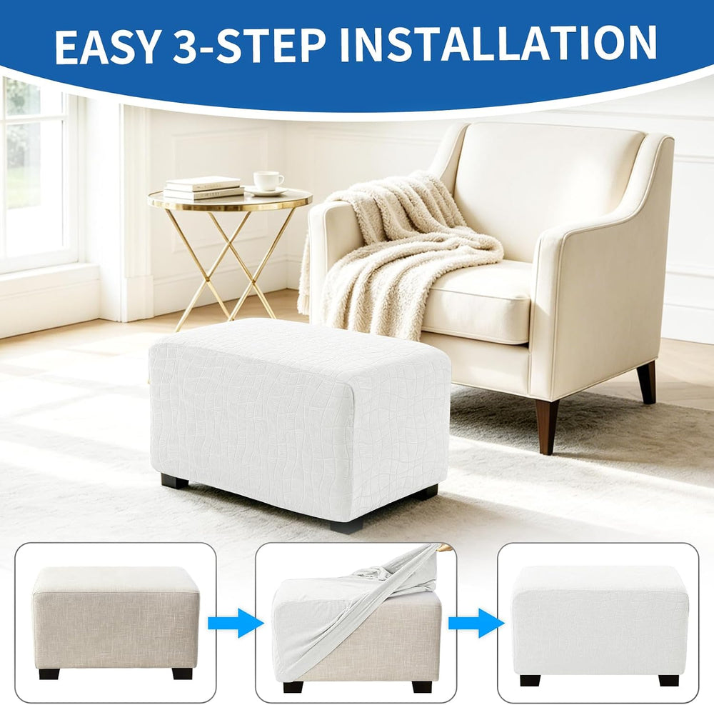 Waterproof Ottoman Cover Slipcover Washable Stretch Living Room