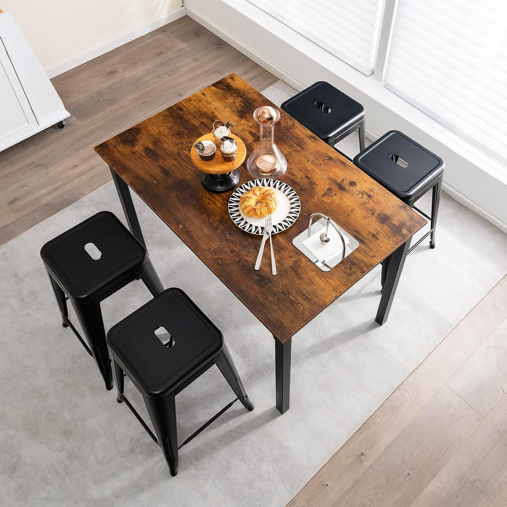 COSTWAY 24 Inch Stackable Metal Bar Stools Set of 4, Backless Stools, Black