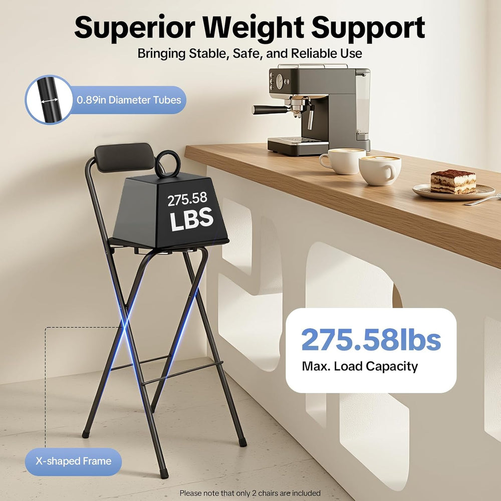 SHZICMY 2PCS Folding Bar Stool with Backrest, Tall Foldable Stool Chair, Port...
