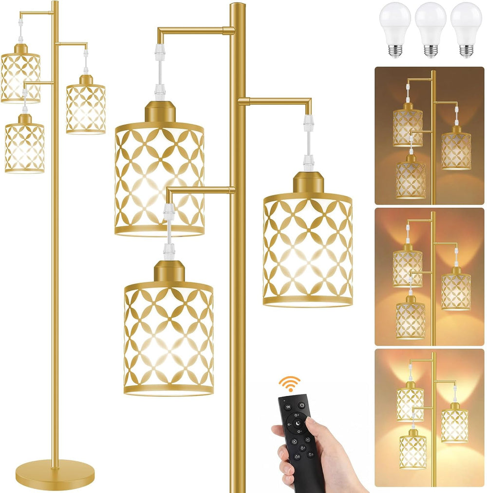 72" Dimmable Floor Lamp with Remote & Timer, Modern Industrial Stand...
