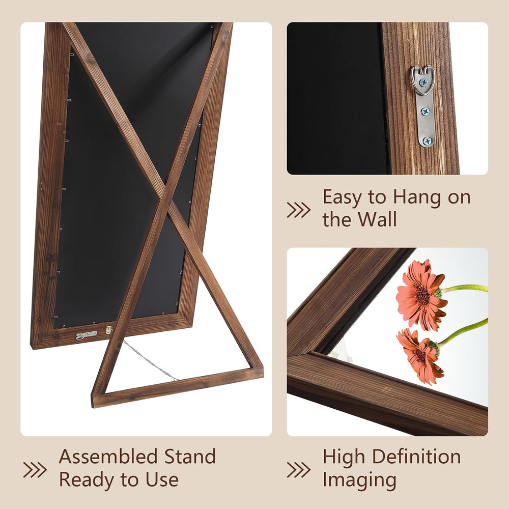 MirrMuse Rustic Floor Full Length Mirror Wood Frame, 56"x21" Brown ...