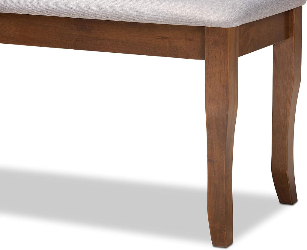 Baxton Studio Cornelie Modern and Contemporary Transitional Grey Fabric Upholstered and Walnut Brown Finished Wood Dining Bench