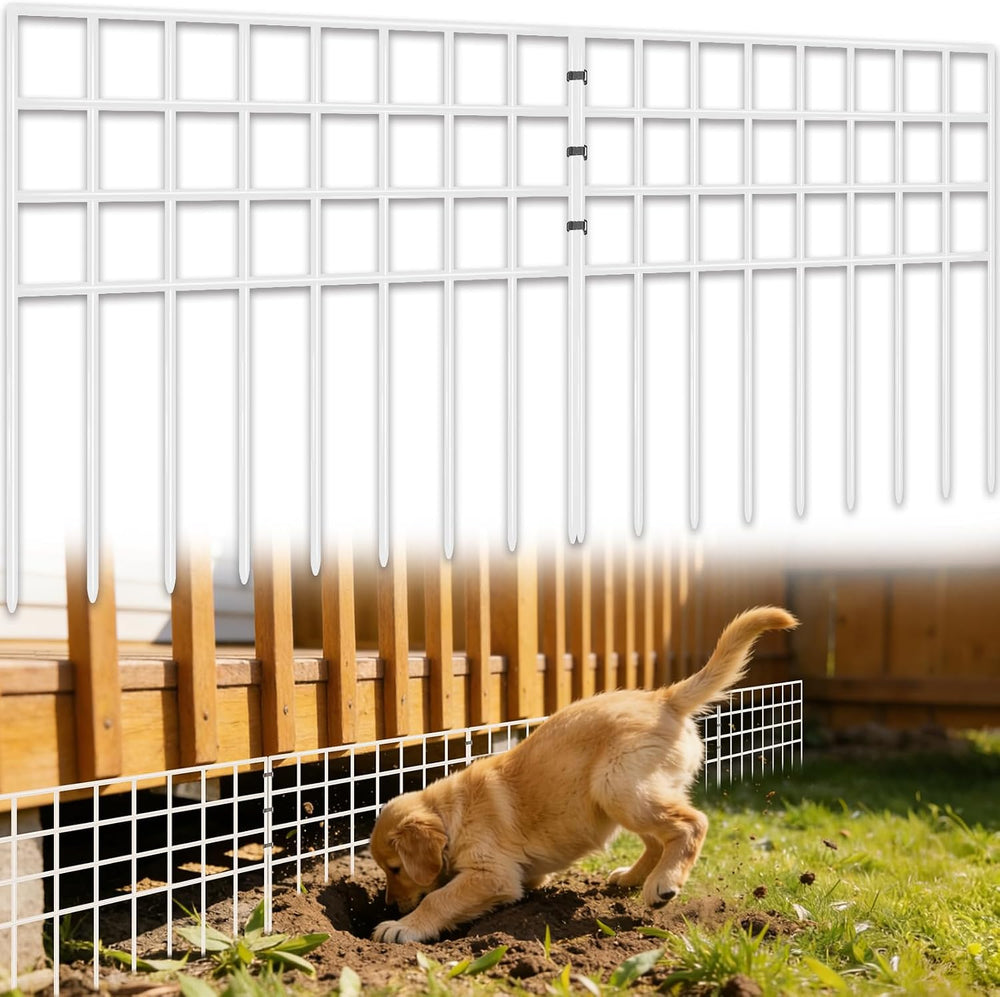 17ft(L) x 13in(H) Garden Fence Animal Barrier, 12 Panels No Dig Fence Panels ...
