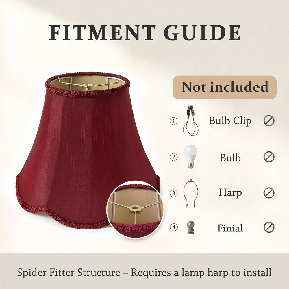 Burgundy Scalloped Lamp Shade - 1 Pack, 6.7" x 13" x 10" Bell ...