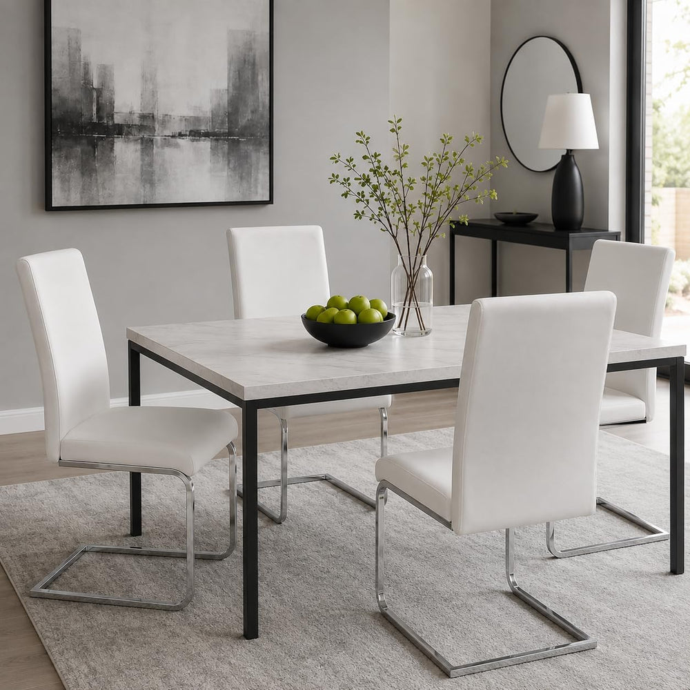 Yaheetech Dining Chairs Set of 6 Modern High Back Kitchen Chairs White