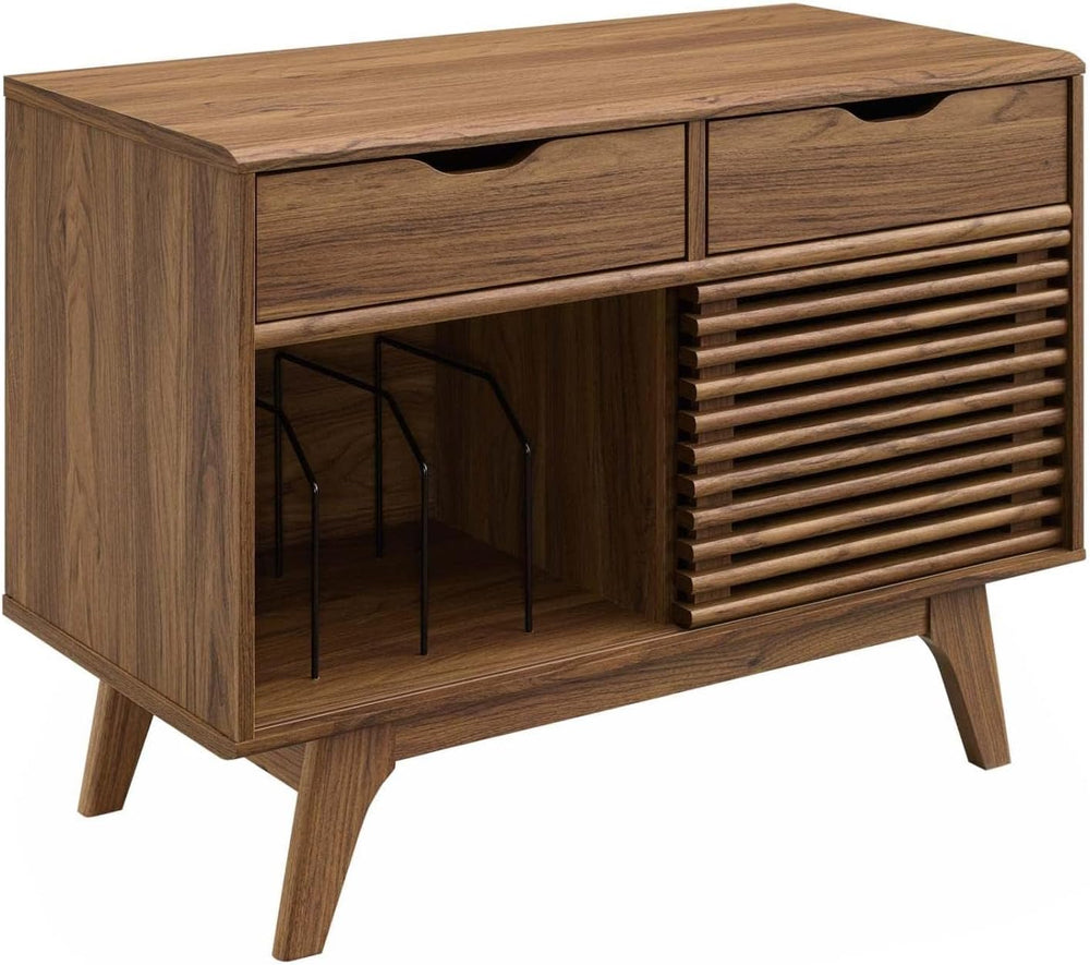 Modway Render Mid-Century Modern Vinyl Record Storage Display Cabinet, 37 Inc...
