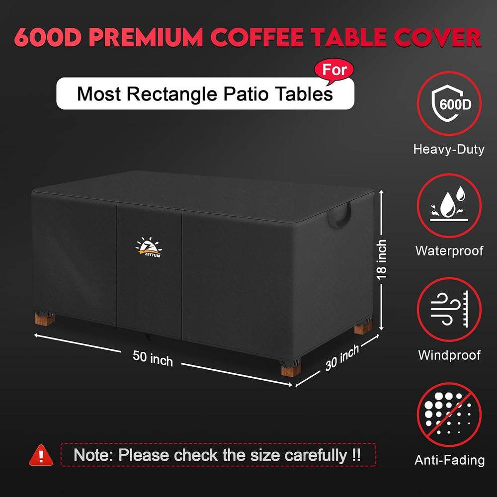 Zettum Outdoor Coffee Table Cover – Coffee Table Cover Rectangle Waterproof &...