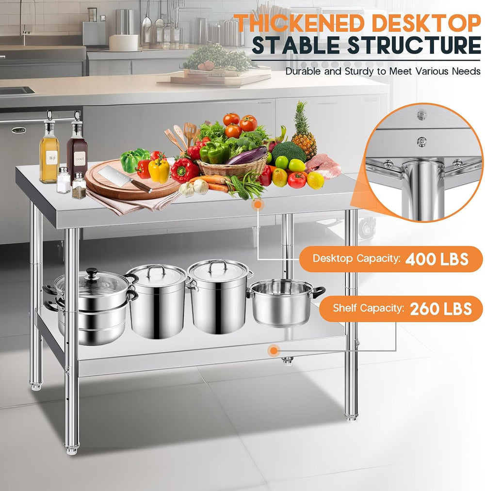 Jocisland 48 x 30-Inch Stainless Steel Prep and Work Table