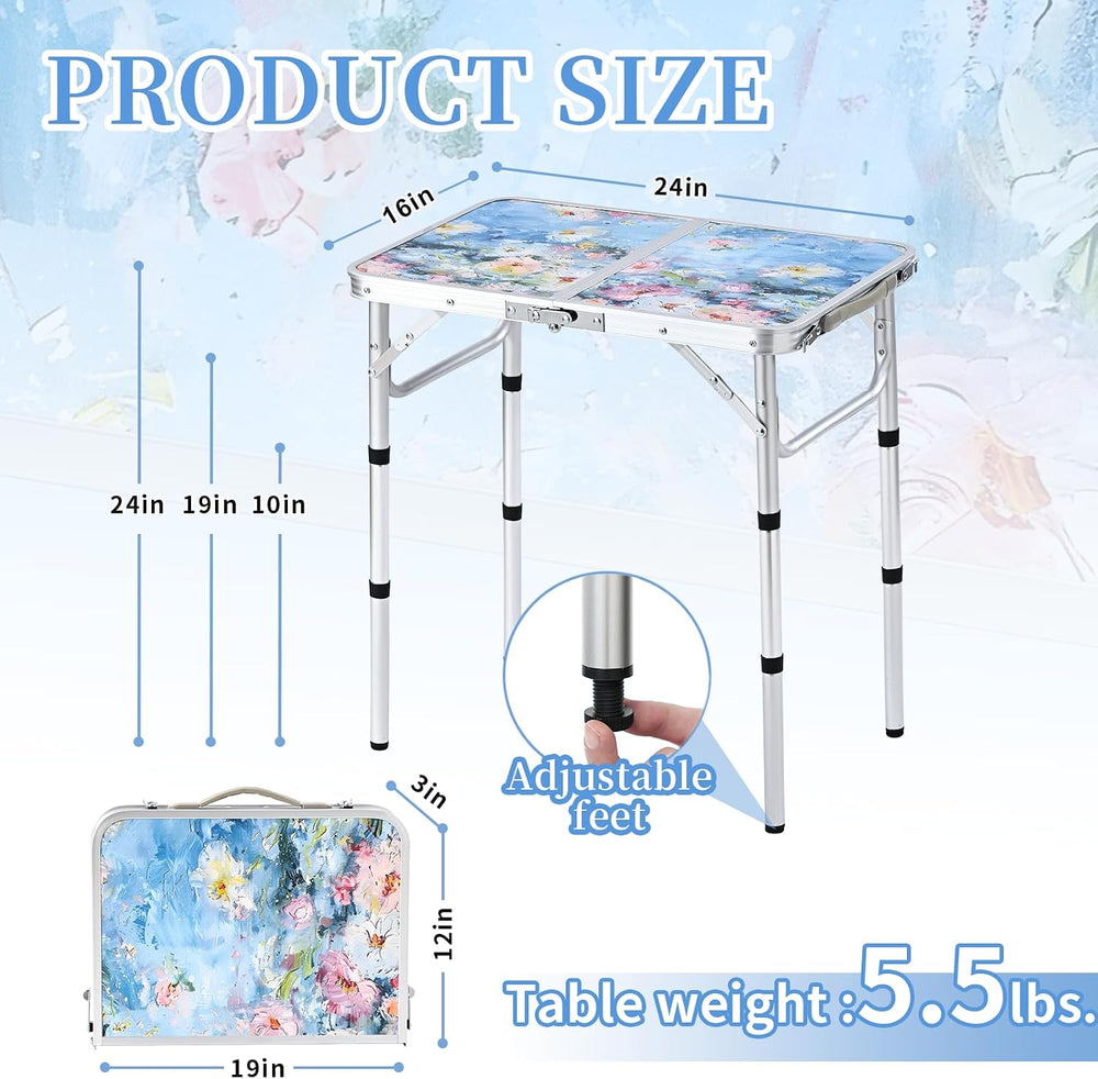 Outdoor Side Table, Portable 3 Adjustable Height, Small Folding Table
