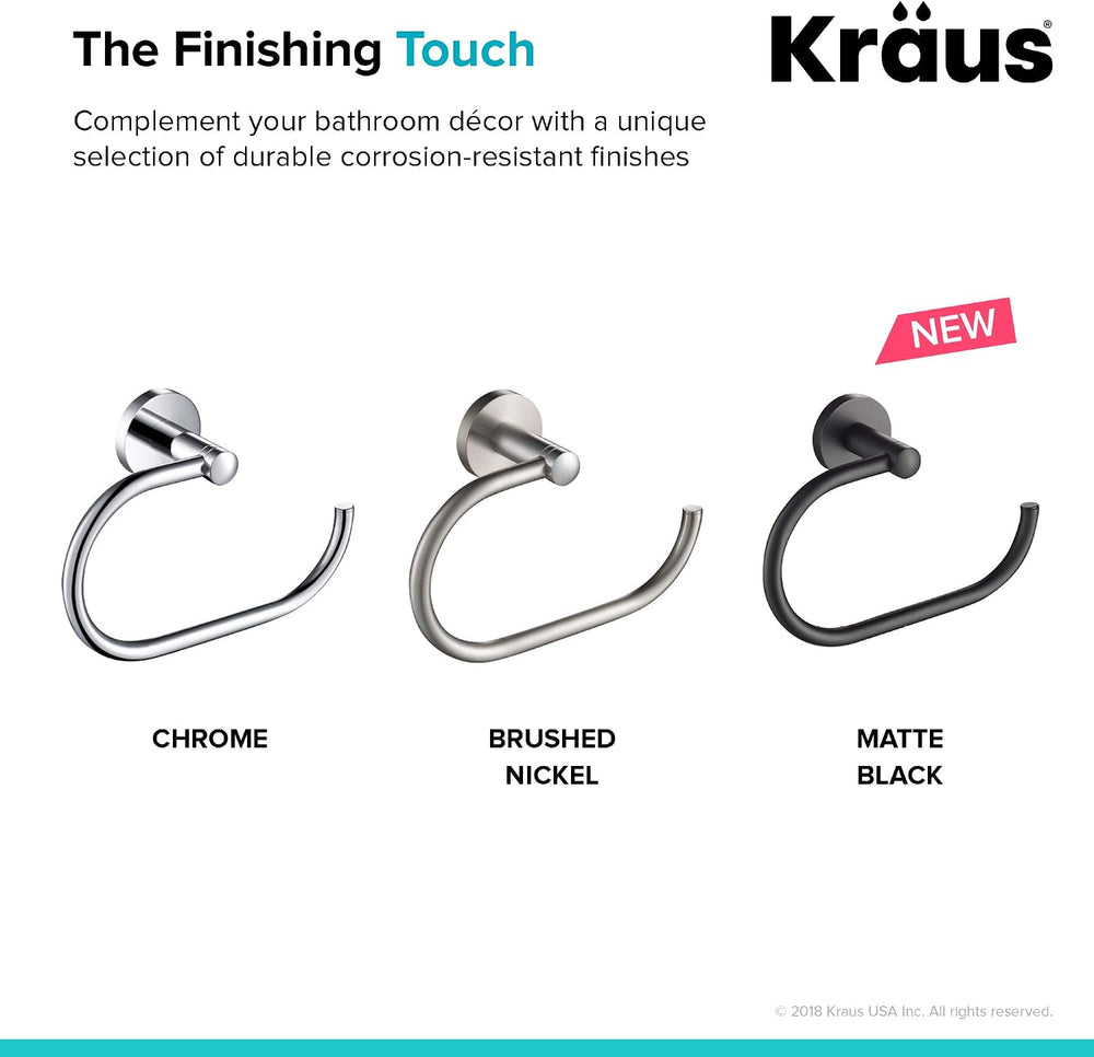 KRAUS Elie Bathroom Towel Ring, Chrome Finish, KEA-18825CH