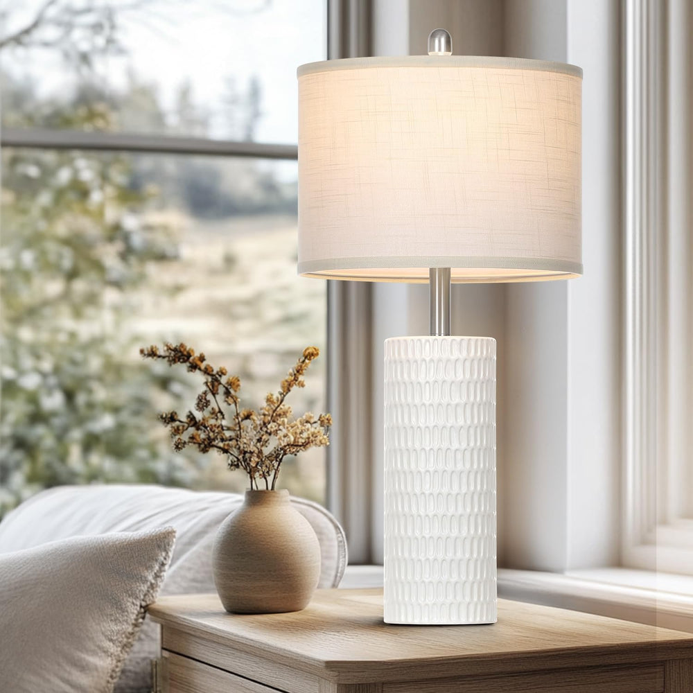 Cinyirong 27" Ceramic Table Lamp, Farmhouse Table Lamp for Living Room, ...