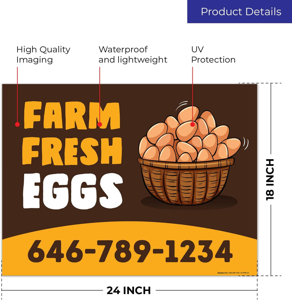 Custom Farm Fresh Eggs Sign, Personalize for Business and Outdoor Yard Sign, ...